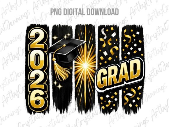 Download 2026 Grad Gold &amp; Black Graduation PNG - Grad Collection