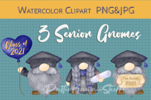 Download Watercolor Senior Gnomes Graduation 2021 - Grad Collection